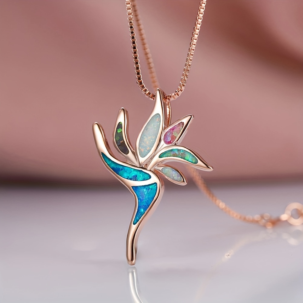 Opal Torch Pendant Long Necklace - Fashionable & Distinctive